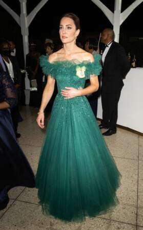 March 2022: Green sequin gown by Jenny Packham