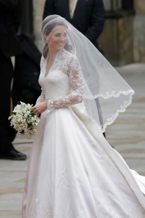 2011: an ivory gown wedding dress by Alexander McQueen