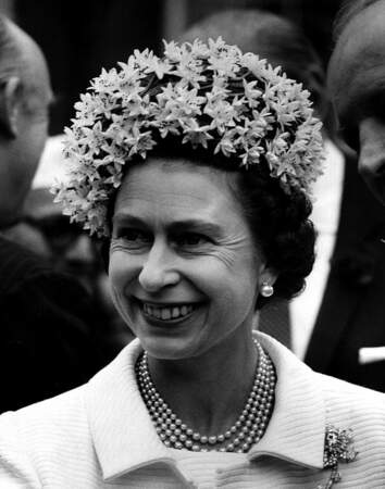 June 1968: A full bloom wearing a floral cap