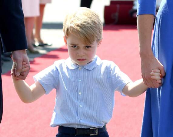July 19, 2017: Prince George arrives at Berlin's Tegel Airport during an official visit to Poland and Germany